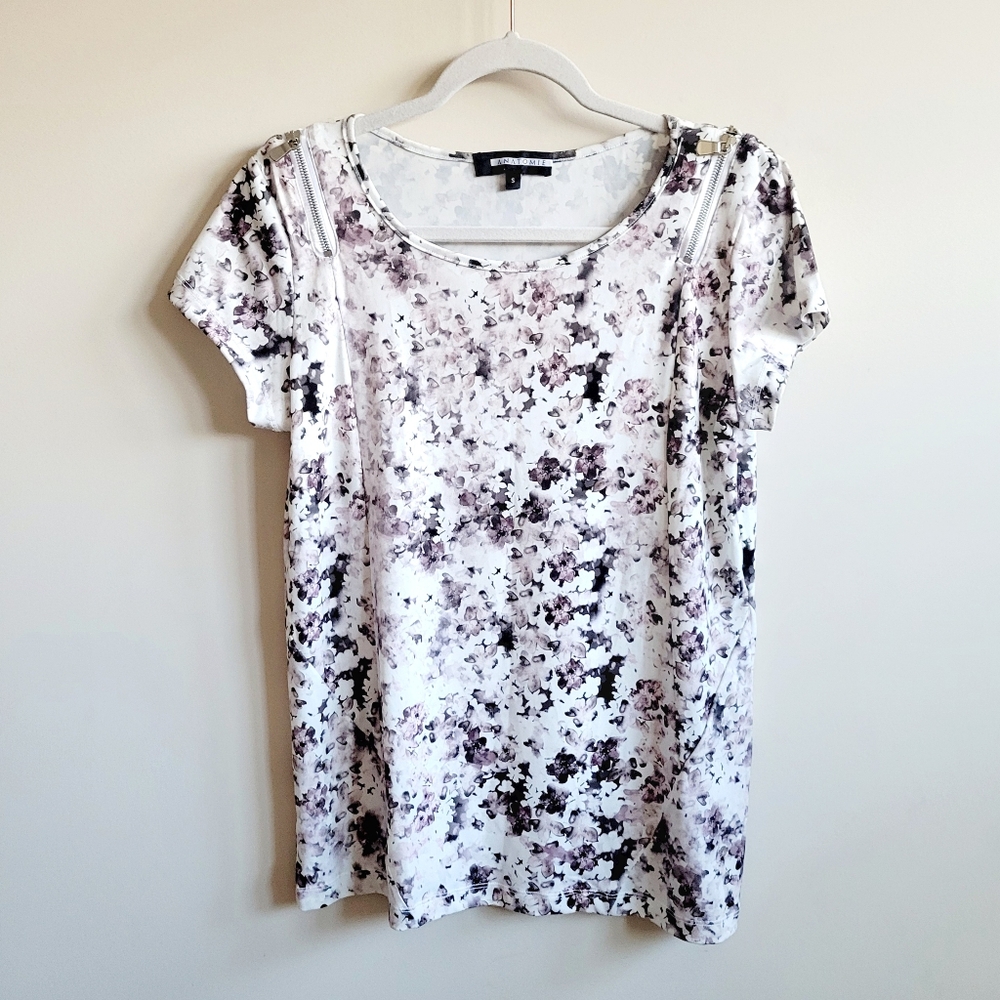 Anatomie White and Black Short Sleeve Tee